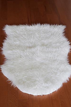 white faux fur rug/throw