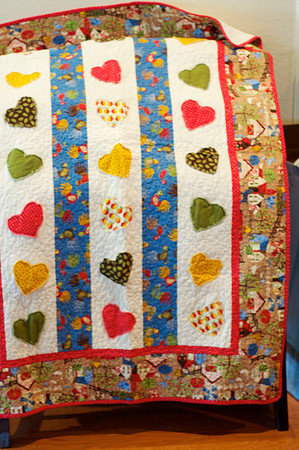 hearts and farm animals baby quilt