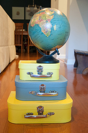 suitcases and globe
